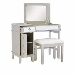 Discount ๐ Linon Eva Wood And Mirrored Vanity Set In Silver ๐ 38 Discount ๐ Linon Eva Wood And Mirrored Vanity Set In Silver ๐ -Living Room Sales Shop 2141830 27 L