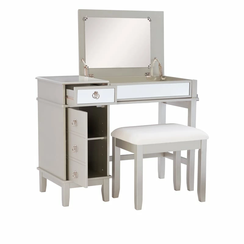 Discount ๐ Linon Eva Wood And Mirrored Vanity Set In Silver ๐ 13 Discount ๐ Linon Eva Wood And Mirrored Vanity Set In Silver ๐ - Image 11