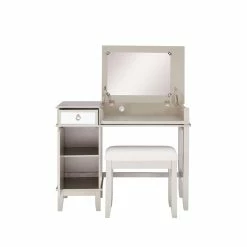 Discount ๐ Linon Eva Wood And Mirrored Vanity Set In Silver ๐ 39 Discount ๐ Linon Eva Wood And Mirrored Vanity Set In Silver ๐ -Living Room Sales Shop 2141830 28 L