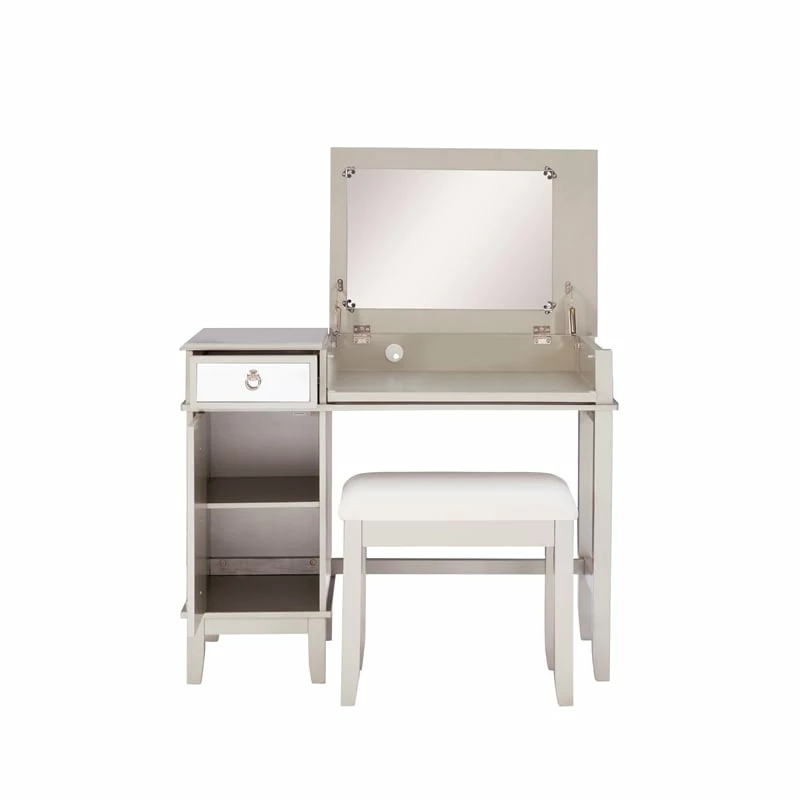 Discount ๐ Linon Eva Wood And Mirrored Vanity Set In Silver ๐ 14 Discount ๐ Linon Eva Wood And Mirrored Vanity Set In Silver ๐ - Image 12