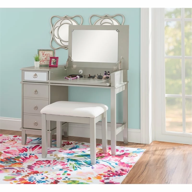 Discount ๐ Linon Eva Wood And Mirrored Vanity Set In Silver ๐ 19 Discount ๐ Linon Eva Wood And Mirrored Vanity Set In Silver ๐ - Image 17