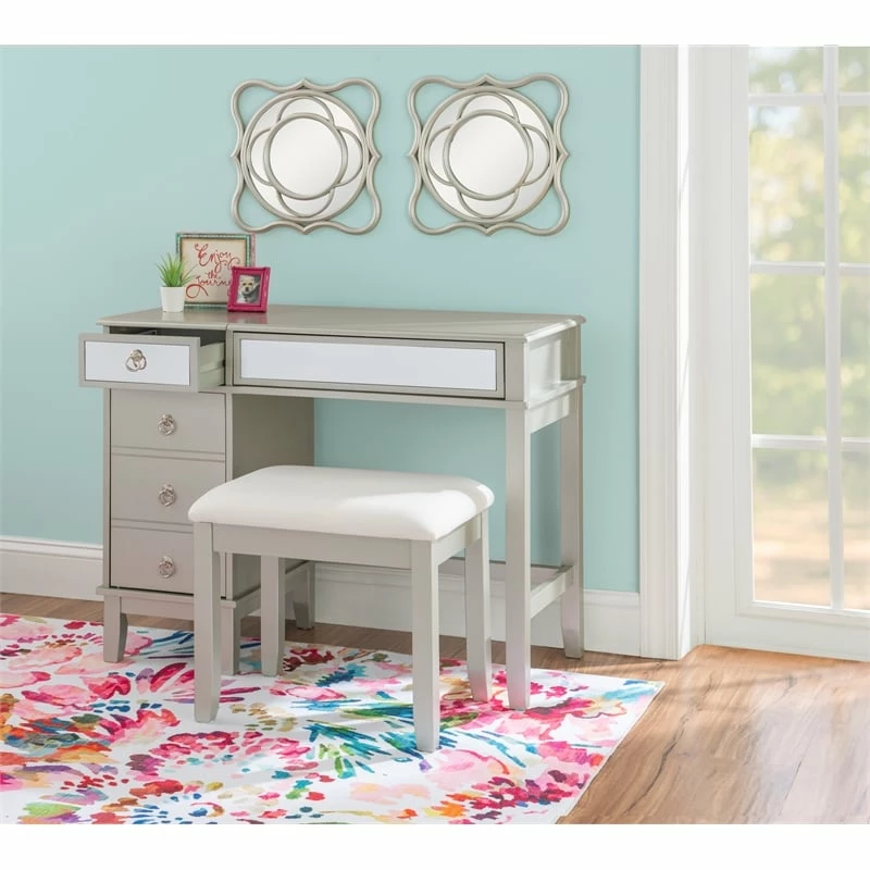 Discount ๐ Linon Eva Wood And Mirrored Vanity Set In Silver ๐ 20 Discount ๐ Linon Eva Wood And Mirrored Vanity Set In Silver ๐ - Image 18