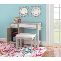 Discount ๐ Linon Eva Wood And Mirrored Vanity Set In Silver ๐ 48 Discount ๐ Linon Eva Wood And Mirrored Vanity Set In Silver ๐ -Living Room Sales Shop 2141830 37 L