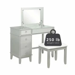 Discount ๐ Linon Eva Wood And Mirrored Vanity Set In Silver ๐ 52 Discount ๐ Linon Eva Wood And Mirrored Vanity Set In Silver ๐ -Living Room Sales Shop 2141830 41 L