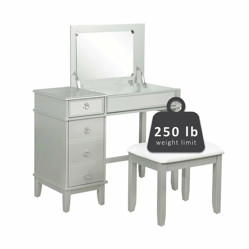Discount ๐ Linon Eva Wood And Mirrored Vanity Set In Silver ๐ 27 Discount ๐ Linon Eva Wood And Mirrored Vanity Set In Silver ๐ - Image 25