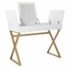 New 🛒 OSP Home Furnishings Juliette Vanity With White Top And Gold Legs K/D 😉 -Living Room Sales Shop 2158369 2 L