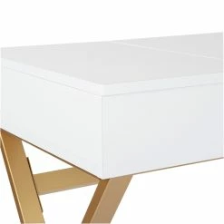 New 🛒 OSP Home Furnishings Juliette Vanity With White Top And Gold Legs K/D 😉 -Living Room Sales Shop 2158369 7 L
