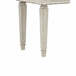 Promo ✨ Benjara 59.38" Contemporary Wood Stool Set With Tapered Legs In White/Brown ⌛ -Living Room Sales Shop 2200676 3 L