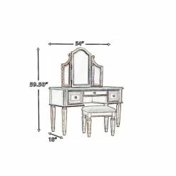 Promo ✨ Benjara 59.38" Contemporary Wood Stool Set With Tapered Legs In White/Brown ⌛ -Living Room Sales Shop 2200676 4 L