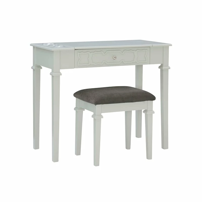 Cheap ๐ Linon Avoly Wood Bedroom Vanity And Stool Set In Gray โญ 6 Cheap ๐ Linon Avoly Wood Bedroom Vanity And Stool Set In Gray โญ - Image 4