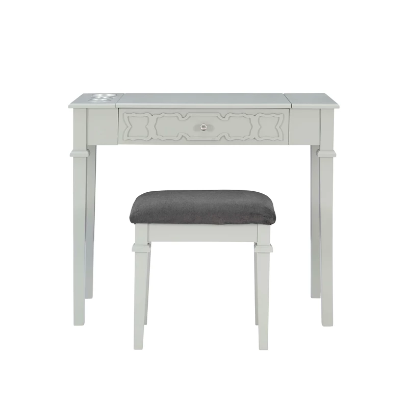 Cheap ๐ Linon Avoly Wood Bedroom Vanity And Stool Set In Gray โญ 9 Cheap ๐ Linon Avoly Wood Bedroom Vanity And Stool Set In Gray โญ - Image 7