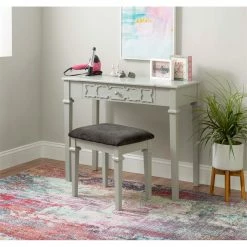 Cheap ๐ Linon Avoly Wood Bedroom Vanity And Stool Set In Gray โญ 44 Cheap ๐ Linon Avoly Wood Bedroom Vanity And Stool Set In Gray โญ -Living Room Sales Shop 2201277 27 L