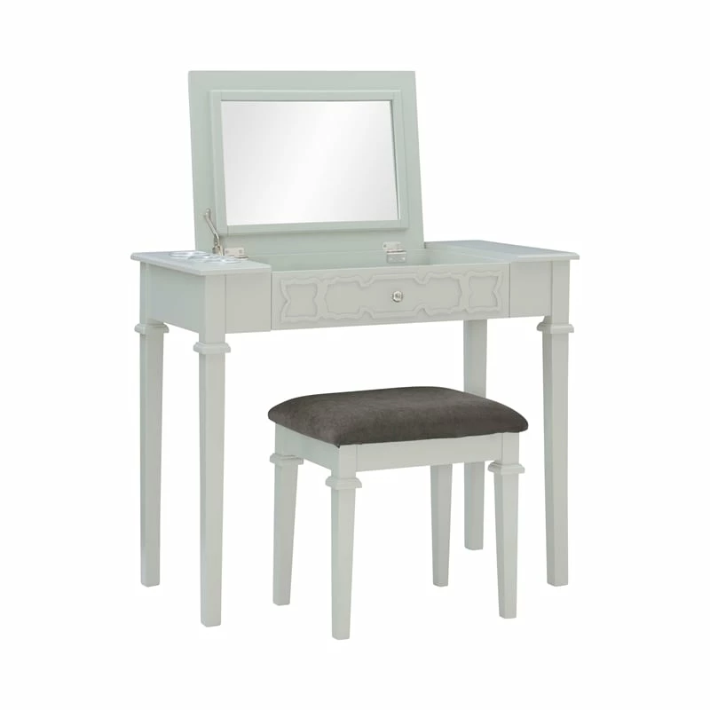 Cheap ๐ Linon Avoly Wood Bedroom Vanity And Stool Set In Gray โญ 5 Cheap ๐ Linon Avoly Wood Bedroom Vanity And Stool Set In Gray โญ - Image 3