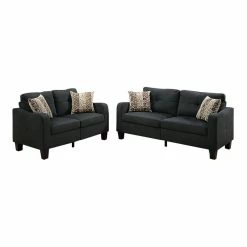 Promo โญ Benjara 2-piece Modern Style Polyfiber Sofa Set With Accent Pillows In Gray โ๏ธ