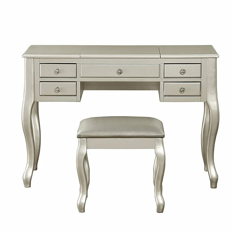 Cheapest โจ Benjara Cherub 43" Modern Wood Vanity Set Featuring Stool And Mirror In Silver ๐ 4 Cheapest โจ Benjara Cherub 43" Modern Wood Vanity Set Featuring Stool And Mirror In Silver ๐ - Image 2