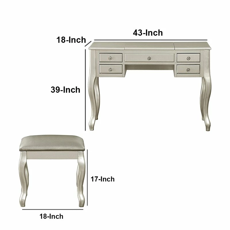 Cheapest โจ Benjara Cherub 43" Modern Wood Vanity Set Featuring Stool And Mirror In Silver ๐ 7 Cheapest โจ Benjara Cherub 43" Modern Wood Vanity Set Featuring Stool And Mirror In Silver ๐ - Image 5