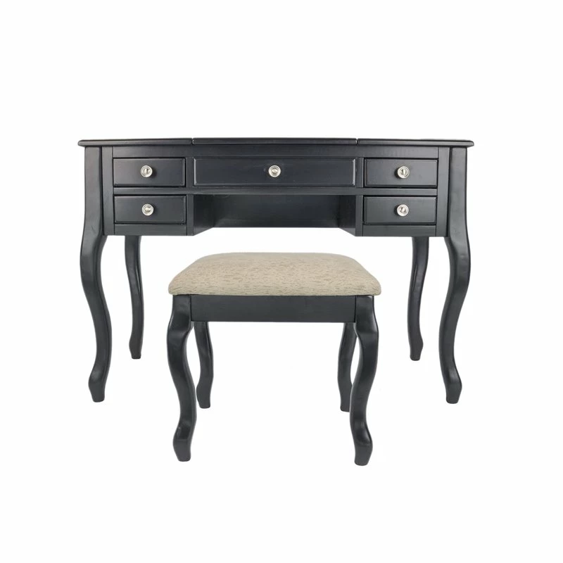 Flash Sale โค๏ธ Benjara Cherub 43" Modern Wood Vanity Set Featuring Stool And Mirror In Black ๐ 4 Flash Sale โค๏ธ Benjara Cherub 43" Modern Wood Vanity Set Featuring Stool And Mirror In Black ๐ - Image 2