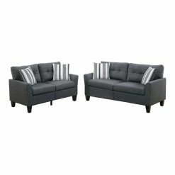 Coupon 🎉 Benjara 32" 2-piece Modern Style Fabric 2-piece Sofa Set In Charcoal Gray 🛒