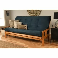 Coupon ⭐ Kodiak Furniture Queen-size Traditional Suede Fabric Futon Mattress In Blue 💯 -Living Room Sales Shop 2224422 4 L