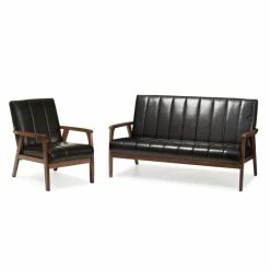 New ⭐ Home Square 2 Piece Faux Leather Living Room Set With Sofa And Accent Chair 🎉