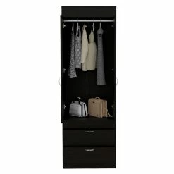 Best reviews of 💯 Bowery Hill Contemporary Engineered Wood Lisboa 2 Drawer 2 Door Armoire In Black 😍 -Living Room Sales Shop 2261113 4 L