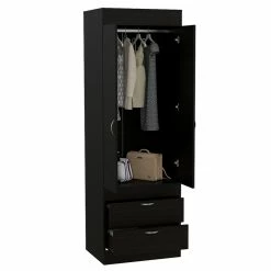 Best reviews of 💯 Bowery Hill Contemporary Engineered Wood Lisboa 2 Drawer 2 Door Armoire In Black 😍 -Living Room Sales Shop 2261113 6 L