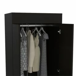 Best reviews of 💯 Bowery Hill Contemporary Engineered Wood Lisboa 2 Drawer 2 Door Armoire In Black 😍 -Living Room Sales Shop 2261113 7 L