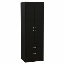 Best reviews of π― Bowery Hill Contemporary Engineered Wood Lisboa 2 Drawer 2 Door Armoire In Black π