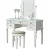 Best deal 🛒 Poundex Furniture Wood Vanity Set With Stool And Mirror In White 🤩 2 Best deal 🛒 Poundex Furniture Wood Vanity Set With Stool And Mirror In White 🤩 -Living Room Sales Shop 2300741 L