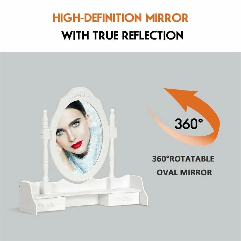 Best Pirce ๐งจ Costway Contemporary Pine Wood Vanity Table Set With 2 Big Drawers In White ๐ 8 Best Pirce ๐งจ Costway Contemporary Pine Wood Vanity Table Set With 2 Big Drawers In White ๐ - Image 6