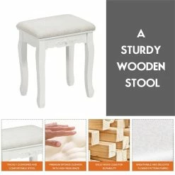 Best Pirce ๐งจ Costway Contemporary Pine Wood Vanity Table Set With 2 Big Drawers In White ๐ 16 Best Pirce ๐งจ Costway Contemporary Pine Wood Vanity Table Set With 2 Big Drawers In White ๐ -Living Room Sales Shop 2301273 6 L