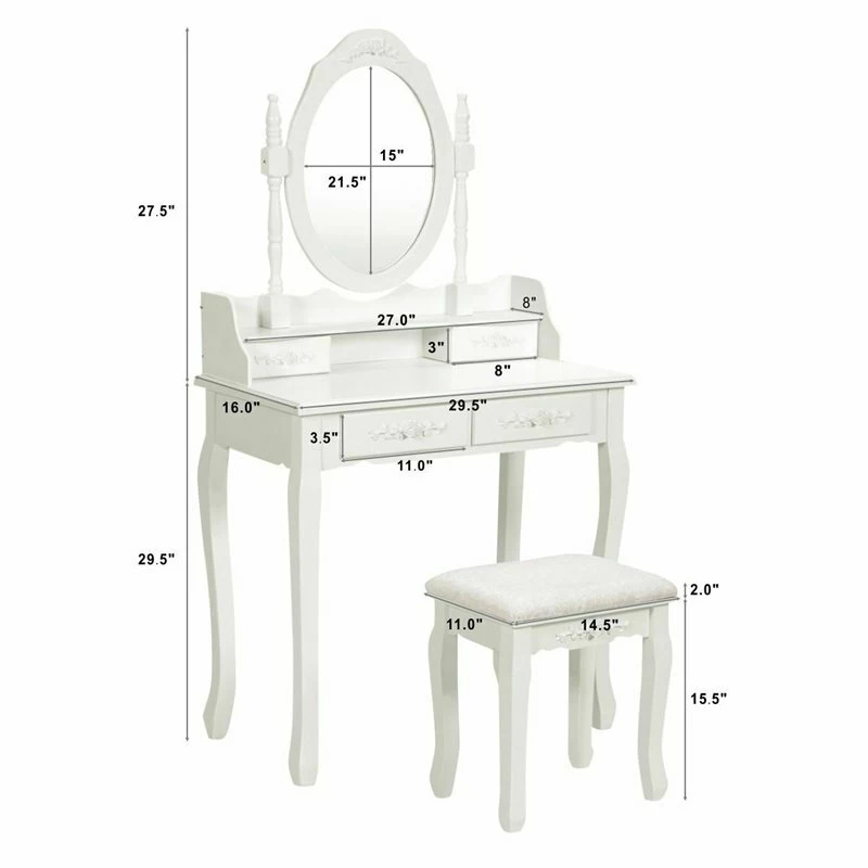 Best Pirce ๐งจ Costway Contemporary Pine Wood Vanity Table Set With 2 Big Drawers In White ๐ 10 Best Pirce ๐งจ Costway Contemporary Pine Wood Vanity Table Set With 2 Big Drawers In White ๐ - Image 8