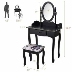 Best Sale ๐ Costway MDF And Sponge Vanity Table Set With ๐ Dressing Table And Stool In Black ๐ 17 Best Sale ๐ Costway MDF And Sponge Vanity Table Set With ๐ Dressing Table And Stool In Black ๐ -Living Room Sales Shop 2301330 11 L