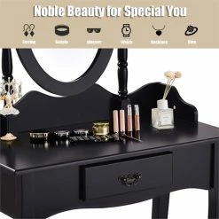 Best Sale ๐ Costway MDF And Sponge Vanity Table Set With ๐ Dressing Table And Stool In Black ๐ 21 Best Sale ๐ Costway MDF And Sponge Vanity Table Set With ๐ Dressing Table And Stool In Black ๐ -Living Room Sales Shop 2301330 5 L