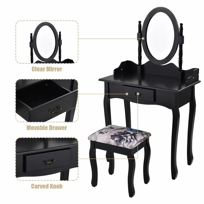 Best Sale ๐ Costway MDF And Sponge Vanity Table Set With ๐ Dressing Table And Stool In Black ๐ 13 Best Sale ๐ Costway MDF And Sponge Vanity Table Set With ๐ Dressing Table And Stool In Black ๐ - Image 11