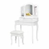 Promo 🔥 Costway Contemporary MDF Makeup Desk Vanity Set With 4 Drawers In White 🔥 -Living Room Sales Shop 2301409 L