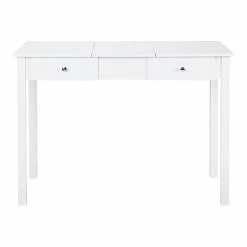 Outlet 🔥 Costway MDF And Wood 👗 Dressing Table Set With Flip-top Mirror In White ⭐