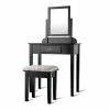 Best Pirce 💯 Costway Square Contemporary Wood And MDF Makeup Desk Vanity Set In Black ⭐ -Living Room Sales Shop 2301579 L