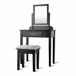Best Pirce ๐ฏ Costway Square Contemporary Wood And MDF Makeup Desk Vanity Set In Black โญ