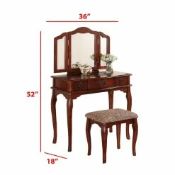 Best deal 👍 Poundex Furniture Wood Vanity Set With Mirror In Cherry Color 😀 13 Best deal 👍 Poundex Furniture Wood Vanity Set With Mirror In Cherry Color 😀 -Living Room Sales Shop 2307859 5 L