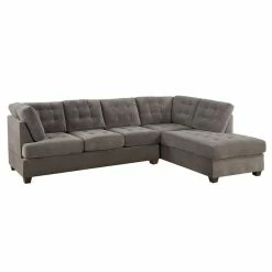 Brand new 😀 Poundex Furniture 2 Piece Fabric Reversible Sectional Sofa Set In Charcoal Gray 👏