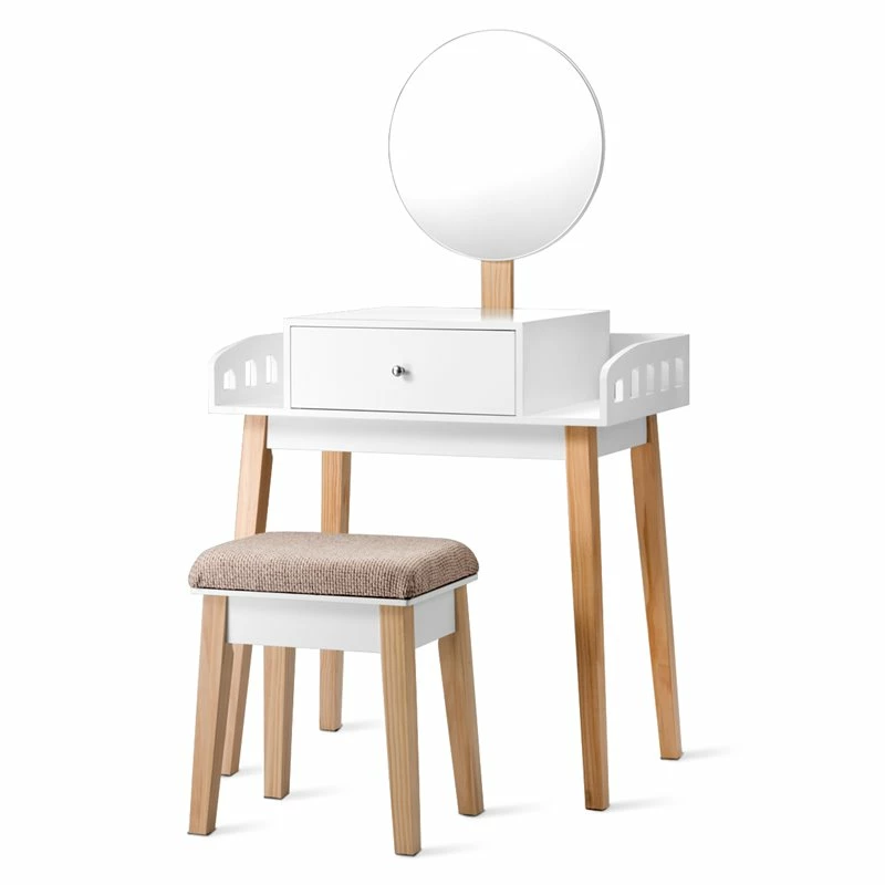 Budget ๐ Costway MDF Vanity Makeup ๐ Dressing Set With Round Mirror In White/Natural ๐ฏ 6 Budget ๐ Costway MDF Vanity Makeup ๐ Dressing Set With Round Mirror In White/Natural ๐ฏ - Image 4