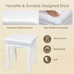 Best deal 💯 Costway Contemporary MDF Vanity 👗 Dressing Table Set With 2 Side Drawers In White 🌟 -Living Room Sales Shop 2314086 6 L