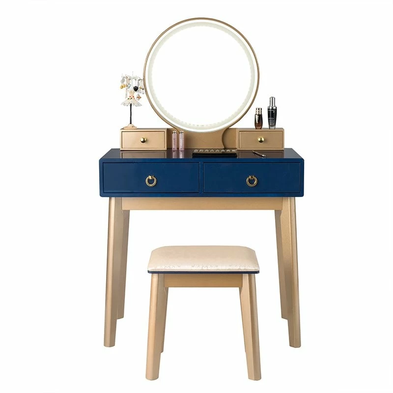 Top 10 π Costway MDF Vanity Makeup π Dressing Set With Round LED Mirror In Navy Blue π 6 Top 10 π Costway MDF Vanity Makeup π Dressing Set With Round LED Mirror In Navy Blue π - Image 4