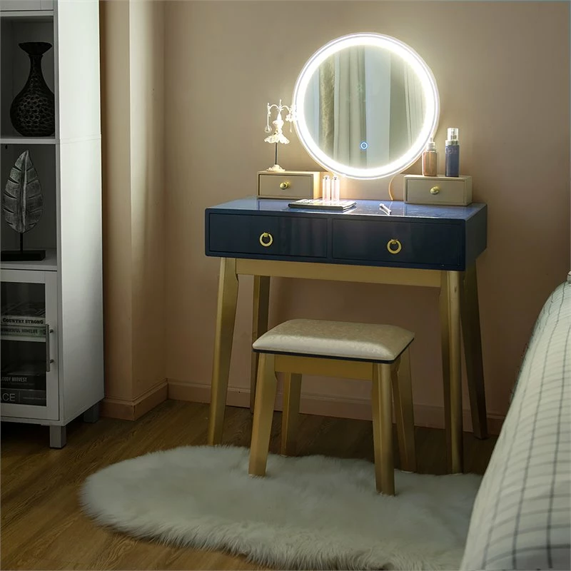 Top 10 π Costway MDF Vanity Makeup π Dressing Set With Round LED Mirror In Navy Blue π 8 Top 10 π Costway MDF Vanity Makeup π Dressing Set With Round LED Mirror In Navy Blue π - Image 6