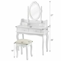 Best Sale ๐ Costway MDF Vanity Makeup ๐ Dressing Table Set With Jewelry Storage Stool In White ๐ฏ 17 Best Sale ๐ Costway MDF Vanity Makeup ๐ Dressing Table Set With Jewelry Storage Stool In White ๐ฏ -Living Room Sales Shop 2314149 11 L