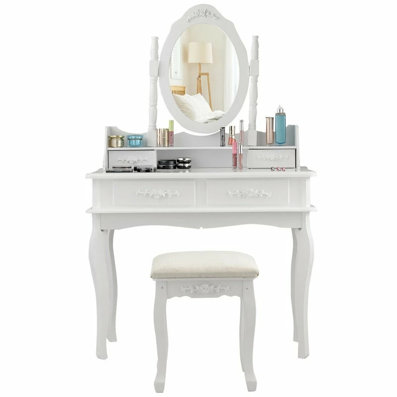 Best Sale ๐ Costway MDF Vanity Makeup ๐ Dressing Table Set With Jewelry Storage Stool In White ๐ฏ 8 Best Sale ๐ Costway MDF Vanity Makeup ๐ Dressing Table Set With Jewelry Storage Stool In White ๐ฏ - Image 6