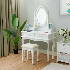 Best Sale ๐ Costway MDF Vanity Makeup ๐ Dressing Table Set With Jewelry Storage Stool In White ๐ฏ 20 Best Sale ๐ Costway MDF Vanity Makeup ๐ Dressing Table Set With Jewelry Storage Stool In White ๐ฏ -Living Room Sales Shop 2314149 4 L