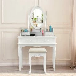 Best Sale ๐ Costway MDF Vanity Makeup ๐ Dressing Table Set With Jewelry Storage Stool In White ๐ฏ 21 Best Sale ๐ Costway MDF Vanity Makeup ๐ Dressing Table Set With Jewelry Storage Stool In White ๐ฏ -Living Room Sales Shop 2314149 5 L