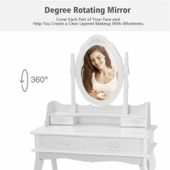 Best Sale ๐ Costway MDF Vanity Makeup ๐ Dressing Table Set With Jewelry Storage Stool In White ๐ฏ 22 Best Sale ๐ Costway MDF Vanity Makeup ๐ Dressing Table Set With Jewelry Storage Stool In White ๐ฏ -Living Room Sales Shop 2314149 6 L